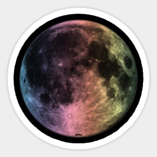 Pastel Rainbow Celestial Moon Sticker